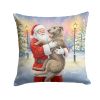 Irish Wolfhound with Santa Claus Throw Pillow Decorative Indoor Outdoor Accent Cushion for Couch, Bed or Patio, 18Hx18W