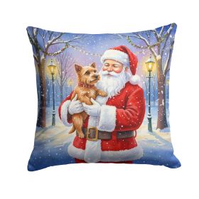 Norwich Terrier with Santa Claus Throw Pillow Decorative Indoor Outdoor Accent Cushion for Couch, Bed or Patio, 14Hx14W