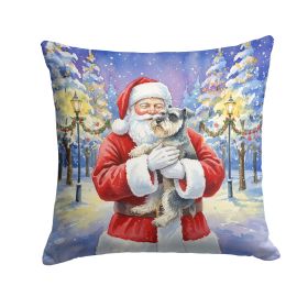 Schnauzer with Santa Claus Throw Pillow Decorative Indoor Outdoor Accent Cushion for Couch, Bed or Patio, 14Hx14W