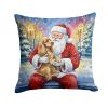 Cocker Spaniel with Santa Claus Throw Pillow Decorative Indoor Outdoor Accent Cushion for Couch, Bed or Patio, 18Hx18W