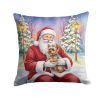 Yorkshire Terrier with Santa Claus Throw Pillow Decorative Indoor Outdoor Accent Cushion for Couch, Bed or Patio, 14Hx14W