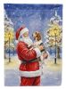 English Setter with Santa Claus House Flag Large Porch Sleeve Pole Decorative Outside Yard Banner Artwork Wall Hanging, Polyester, House Size