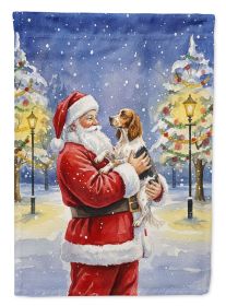 English Setter with Santa Claus House Flag Large Porch Sleeve Pole Decorative Outside Yard Banner Artwork Wall Hanging, Polyester, House Size
