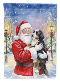 Bernedoodle with Santa Claus House Flag Large Porch Sleeve Pole Decorative Outside Yard Banner Artwork Wall Hanging, Polyester, House Size, Multicolor