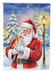 Chihuahua with Santa Claus House Flag Large Porch Sleeve Pole Decorative Outside Yard Banner Artwork Wall Hanging, Polyester, House Size, Multicolor