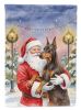Fawn Doberman Pinscher with Santa Claus House Flag Large Porch Sleeve Pole Decorative Outside Yard Banner Artwork Wall Hanging, Polyester, House Size
