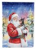 Miniature Pinscher with Santa Claus House Flag Large Porch Sleeve Pole Decorative Outside Yard Banner Artwork Wall Hanging, Polyester, House Size