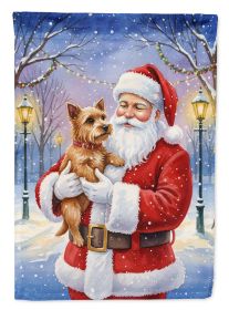 Norwich Terrier with Santa Claus House Flag Large Porch Sleeve Pole Decorative Outside Yard Banner Artwork Wall Hanging, Polyester, House Size