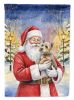 Cairn Terrier with Santa Claus House Flag Large Porch Sleeve Pole Decorative Outside Yard Banner Artwork Wall Hanging, Polyester, House Size