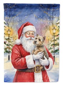 Cairn Terrier with Santa Claus House Flag Large Porch Sleeve Pole Decorative Outside Yard Banner Artwork Wall Hanging, Polyester, House Size