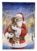 Wirehaired Pointing Griffon with Santa Claus House Flag Large Porch Sleeve Pole Decorative Outside Yard Banner Artwork Wall Hanging, Polyester
