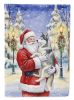 Siberian Husky with Santa Claus House Flag Large Porch Sleeve Pole Decorative Outside Yard Banner Artwork Wall Hanging, Polyester, House Size
