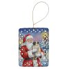Pug with Santa Claus Porcelain Ornament Christmas Tree Hanging Decorations for Home Christmas Holiday, Rectangle, Gift, Multicolor