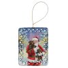 Chocolate Labrador Retriever with Santa Claus Porcelain Ornament Christmas Tree Hanging Decorations for Home Christmas Holiday, Rectangle, Gift