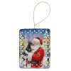 Manchester Terrier with Santa Claus Porcelain Ornament Christmas Tree Hanging Decorations for Home Christmas Holiday, Rectangle, Gift, Multicolor