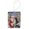 Bernese Mountain Dog with Santa Claus Porcelain Ornament Christmas Tree Hanging Decorations for Home Christmas Holiday, Rectangle, Gift, Multicolor