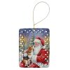 Beagle with Santa Claus Porcelain Ornament Christmas Tree Hanging Decorations for Home Christmas Holiday, Rectangle, Gift, Multicolor