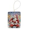 Japanese Chin with Santa Claus Porcelain Ornament Christmas Tree Hanging Decorations for Home Christmas Holiday, Rectangle, Gift, Multicolor