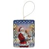 Welsh Springer Spaniel with Santa Claus Porcelain Ornament Christmas Tree Hanging Decorations for Home Christmas Holiday, Rectangle, Gift, Multicolor