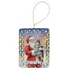 Keeshond with Santa Claus Porcelain Ornament Christmas Tree Hanging Decorations for Home Christmas Holiday, Rectangle, Gift, Multicolor