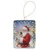 French Bulldog with Santa Claus Porcelain Ornament Christmas Tree Hanging Decorations for Home Christmas Holiday, Rectangle, Gift, Multicolor