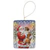 Saint Bernard with Santa Claus Porcelain Ornament Christmas Tree Hanging Decorations for Home Christmas Holiday, Rectangle, Gift, Multicolor