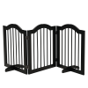 Black 24'H Foldable Dog Gate 3 Panels Freestanding Pet Barrier with Support Feet Indoor Puppy Fence for Small Dogs