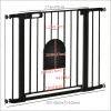 Extra Wide Pet Gate Barrier 30"-41" Inch with Small Door 30H Dog Safety Gate Stair Pressure Fit  Black