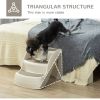 Portable pet staircase, foldable steps with non slip pedals, cream
