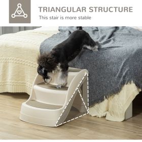 Portable pet staircase, foldable steps with non slip pedals, cream
