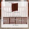Brown Foldable Dog Gate with Door 4 Panels Free-standing Pet Gate for Home Safety Control