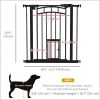 Black automatic closing pet door with cat door double lock, suitable for hallway stairs of 29-31.5 inches, ensuring pet safety