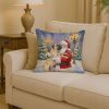 Bullmastiff with Santa Claus Throw Pillow Decorative Indoor Outdoor Accent Cushion for Couch, Bed or Patio, 14Hx14W
