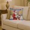 Cairn Terrier with Santa Claus Throw Pillow Decorative Indoor Outdoor Accent Cushion for Couch, Bed or Patio, 14Hx14W