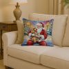 Cocker Spaniel with Santa Claus Throw Pillow Decorative Indoor Outdoor Accent Cushion for Couch, Bed or Patio, 14Hx14W