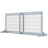 Grey blue wooden independent pet door, 41-72 inches, with supporting feet, suitable for safety barriers for small and medium-sized dogs and pets