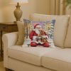Boykin Spaniel with Santa Claus Throw Pillow Decorative Indoor Outdoor Accent Cushion for Couch, Bed or Patio, 14Hx14W