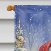 Cavalier Spaniel with Santa Claus House Flag Large Porch Sleeve Pole Decorative Outside Yard Banner Artwork Wall Hanging, Polyester, House Size