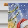 Yellow Labrador Retriever with Santa Claus House Flag Large Porch Sleeve Pole Decorative Outside Yard Banner Artwork Wall Hanging, Polyester