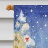 Cream and White Cat with Santa Claus House Flag Large Porch Sleeve Pole Decorative Outside Yard Banner Artwork Wall Hanging, Polyester, House Size