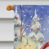 Siberian Husky with Santa Claus House Flag Large Porch Sleeve Pole Decorative Outside Yard Banner Artwork Wall Hanging, Polyester, House Size
