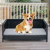 Rattan Dog Bed with Waterproof Soft Cushion for Medium Small Dogs Cats