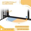Black automatic closing pet door with cat door double lock, suitable for hallway stairs of 29-31.5 inches, ensuring pet safety