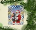Scottish Terrier with Santa Claus Porcelain Ornament Christmas Tree Hanging Decorations for Home Christmas Holiday, Rectangle, Gift, Multicolor