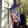 Pug with Santa Claus House Flag Large Porch Sleeve Pole Decorative Outside Yard Banner Artwork Wall Hanging, Polyester, House Size, Multicolor
