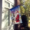 Norwegian Elkhound with Santa Claus House Flag Large Porch Sleeve Pole Decorative Outside Yard Banner Artwork Wall Hanging, Polyester, House Size