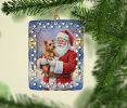 Norwich Terrier with Santa Claus Porcelain Ornament Christmas Tree Hanging Decorations for Home Christmas Holiday, Rectangle, Gift, Multicolor
