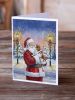 Welsh Springer Spaniel with Santa Claus Greeting Cards Pack of 8 Blank Cards with Envelopes Whimsical A7 Size 5x7
