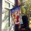 Labradoodle with Santa Claus House Flag Large Porch Sleeve Pole Decorative Outside Yard Banner Artwork Wall Hanging, Polyester, House Size, Multicolor