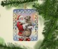 Irish Wolfhound with Santa Claus Porcelain Ornament Christmas Tree Hanging Decorations for Home Christmas Holiday, Rectangle, Gift, Multicolor